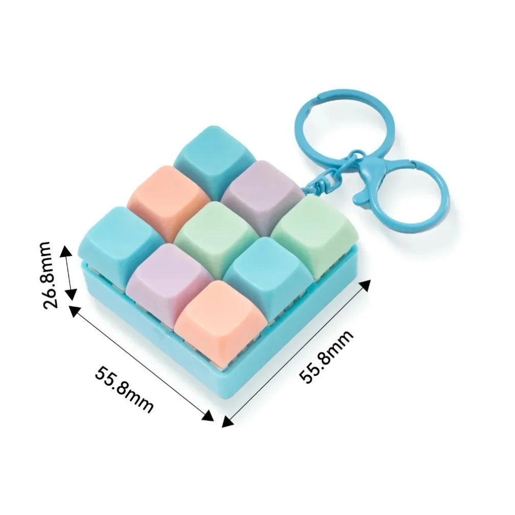 Fidget Keyboard Keychain Toy | 9 Clicky Keys | Stress Relief Decompression Toy for Adults Kids Boys Girls